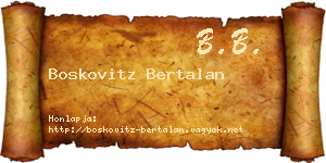Boskovitz Bertalan névjegykártya